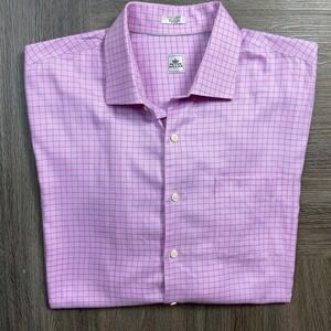 Peter Millar Tattersall Check Cotton Button Up Dress Shirt Mens XL Pink Blue